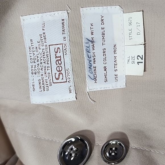 Sears Lined Women's‎ Trench Coat Jacket Long Sleeve beige/Tan Size 12 - Picture 11 of 13